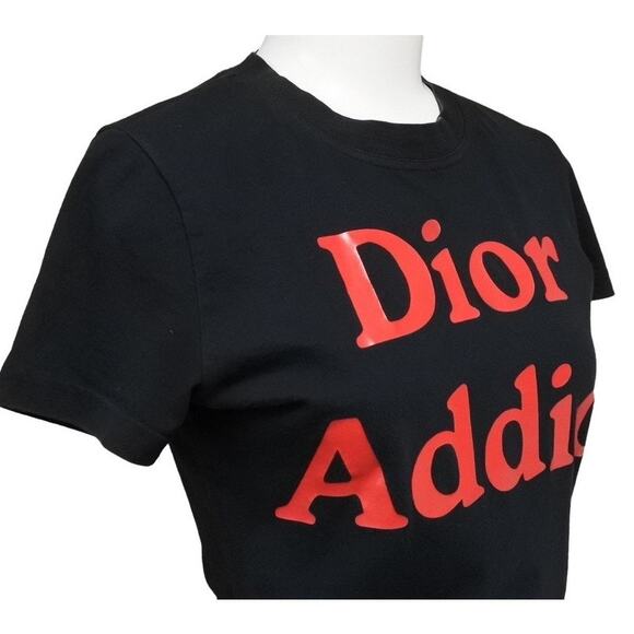 Authentic Christian Dior Dior Addict Galliano Short Sleeve Top Shirt Red Black - Picture 5 of 8